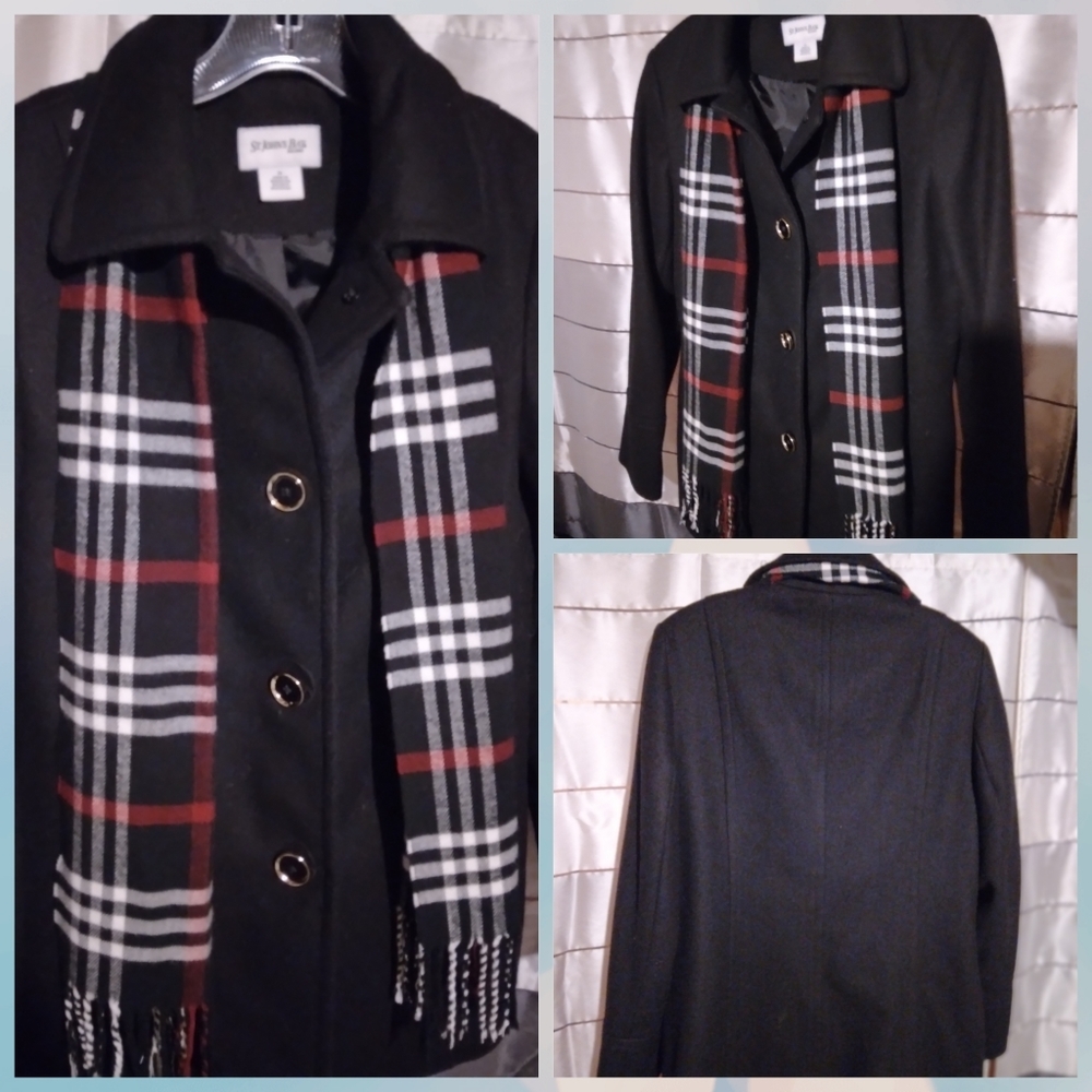 NWOT Wool blend coat w scarf sz Medium